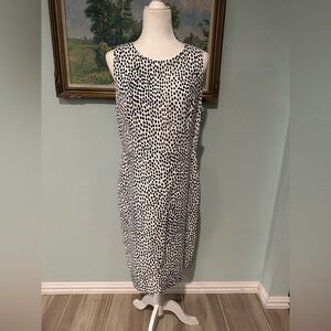 J. Crew Black and White Spotted Midi Dress